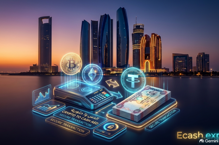 Обмен криптовалюты в Абу-Даби через Ecash.expert: наличные дирхамы (AED), переводы на счета и быстрый расчет